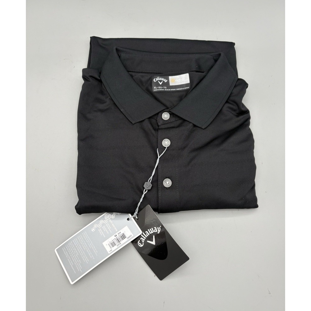 Callaway Opti-Dri Men's Black Short Sleeve Polo Shirt XL Striped Custom HP
